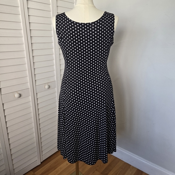 Black and‎ White Polka Dot Skater Dress Women's L Retro Classic Pinup Rockabilly - Picture 6 of 11